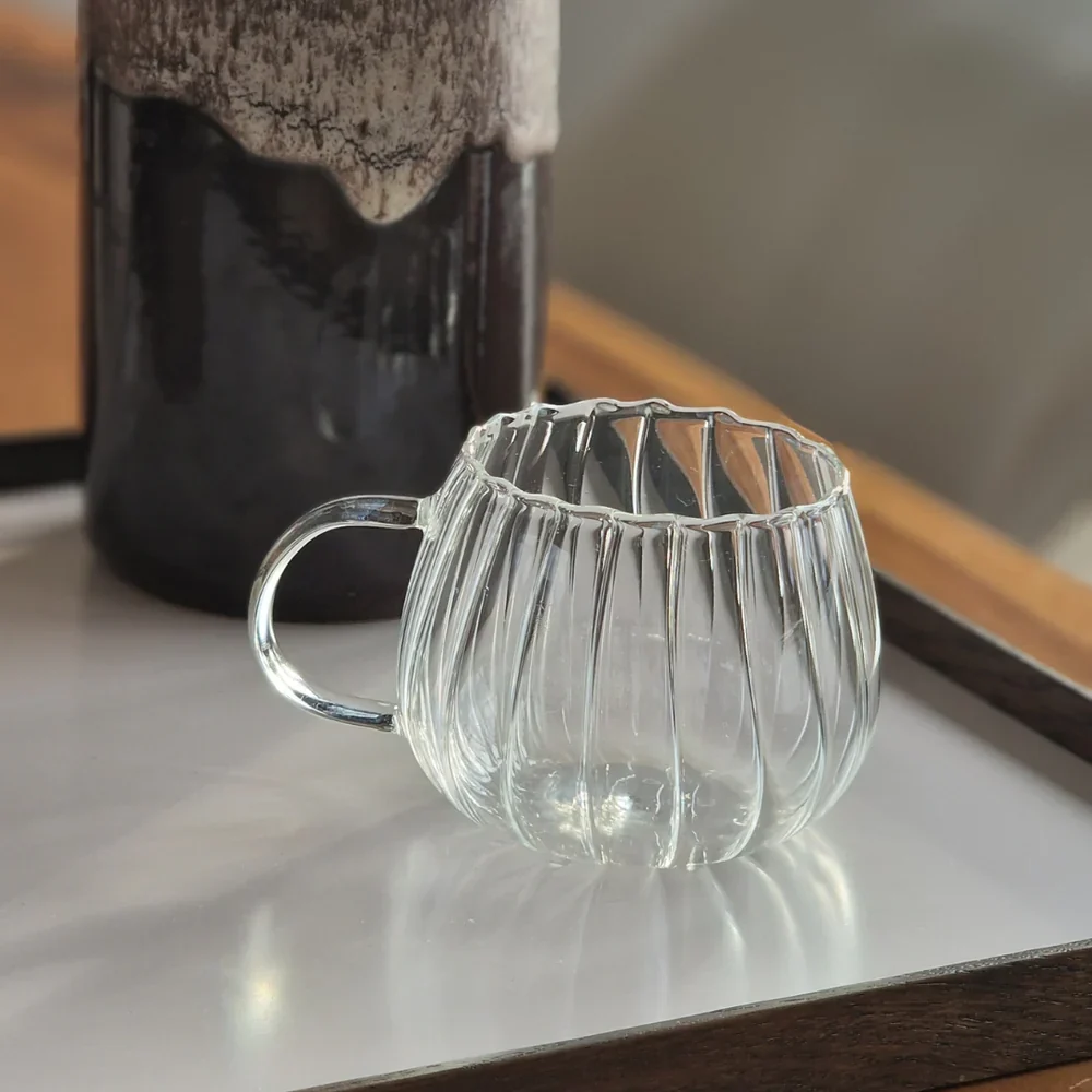 2er Riffle Cup Pumpkin Tasse mit Henkel Borosilikatglas 400ml - Image 5