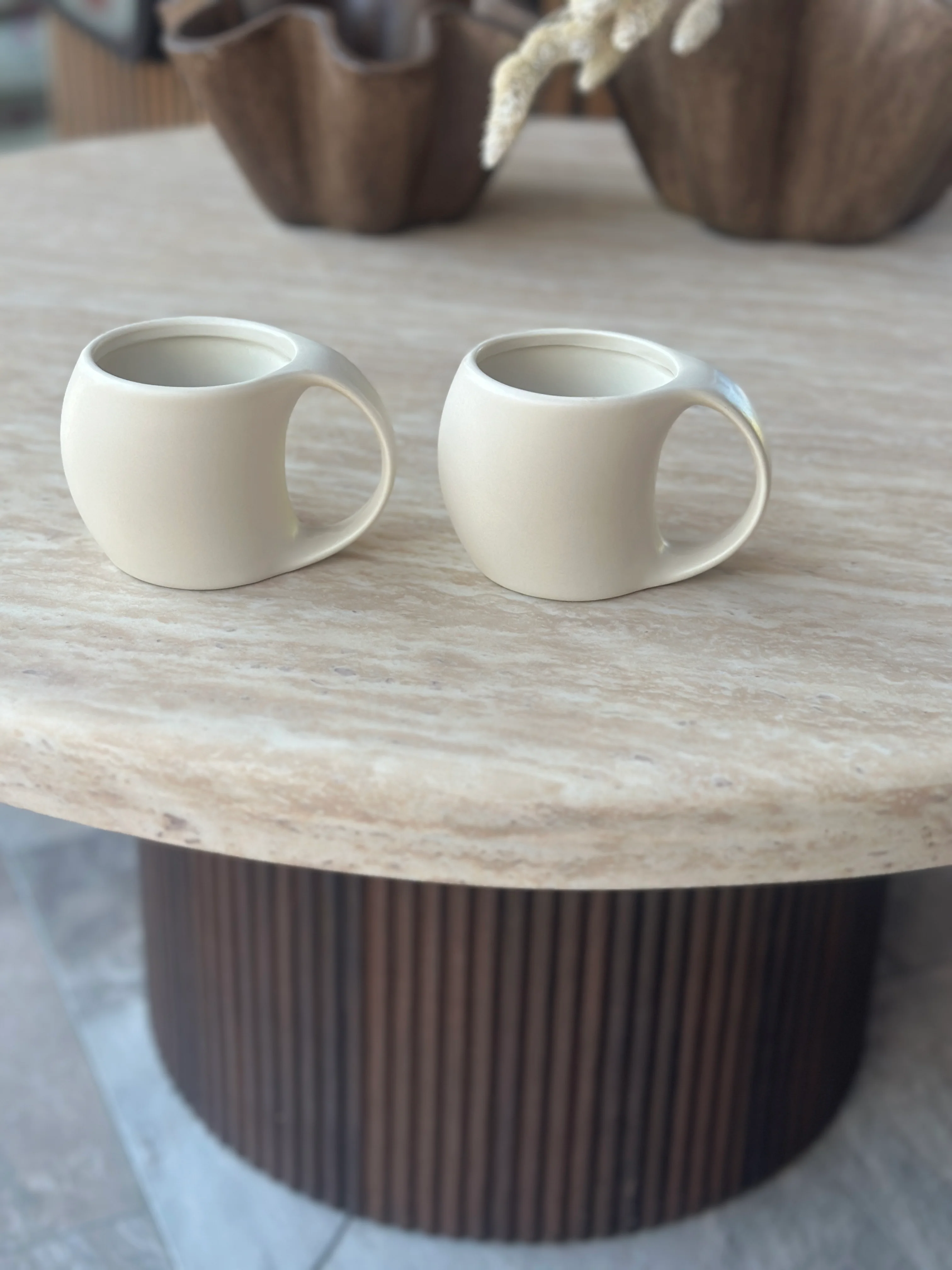 Aesthetic 2er Beige Keramik Becher Matt- 200ml - Image 2