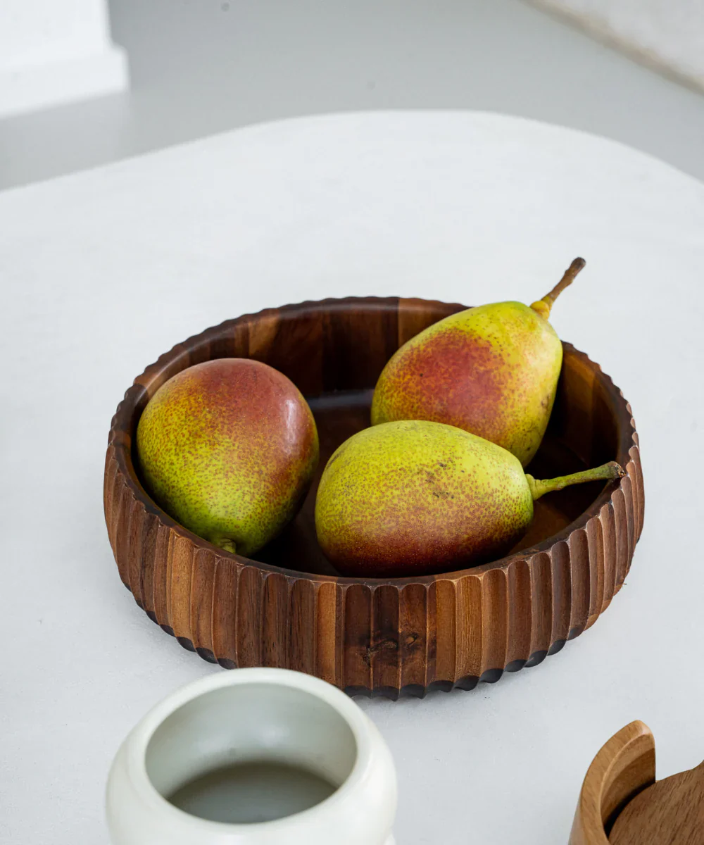 Akazienholz Stripe Bowl 19cm - Image 3