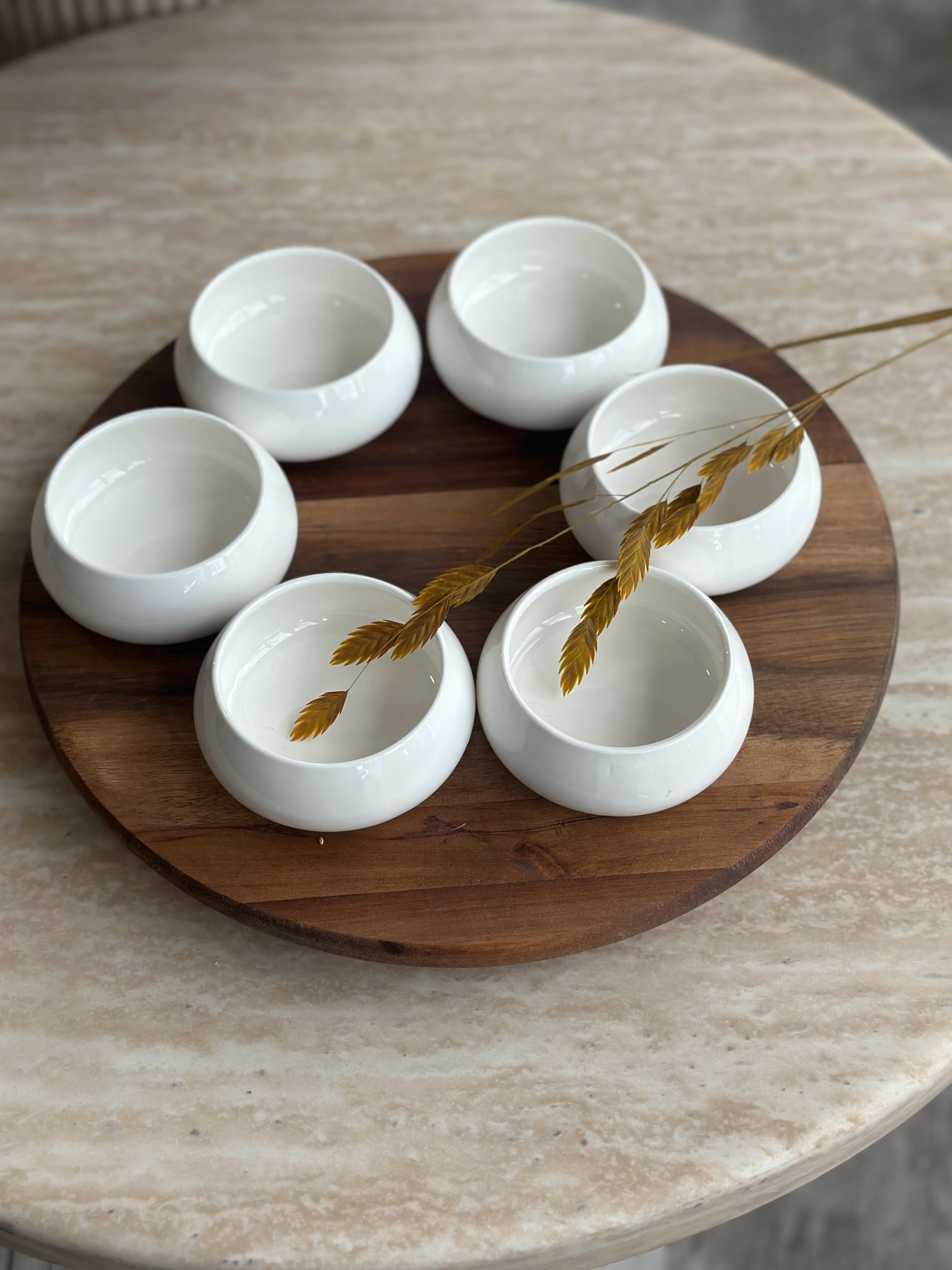 Bondy Weiss 6er Dipschälchen Set mit Drehplatte aus Holz - Image 2