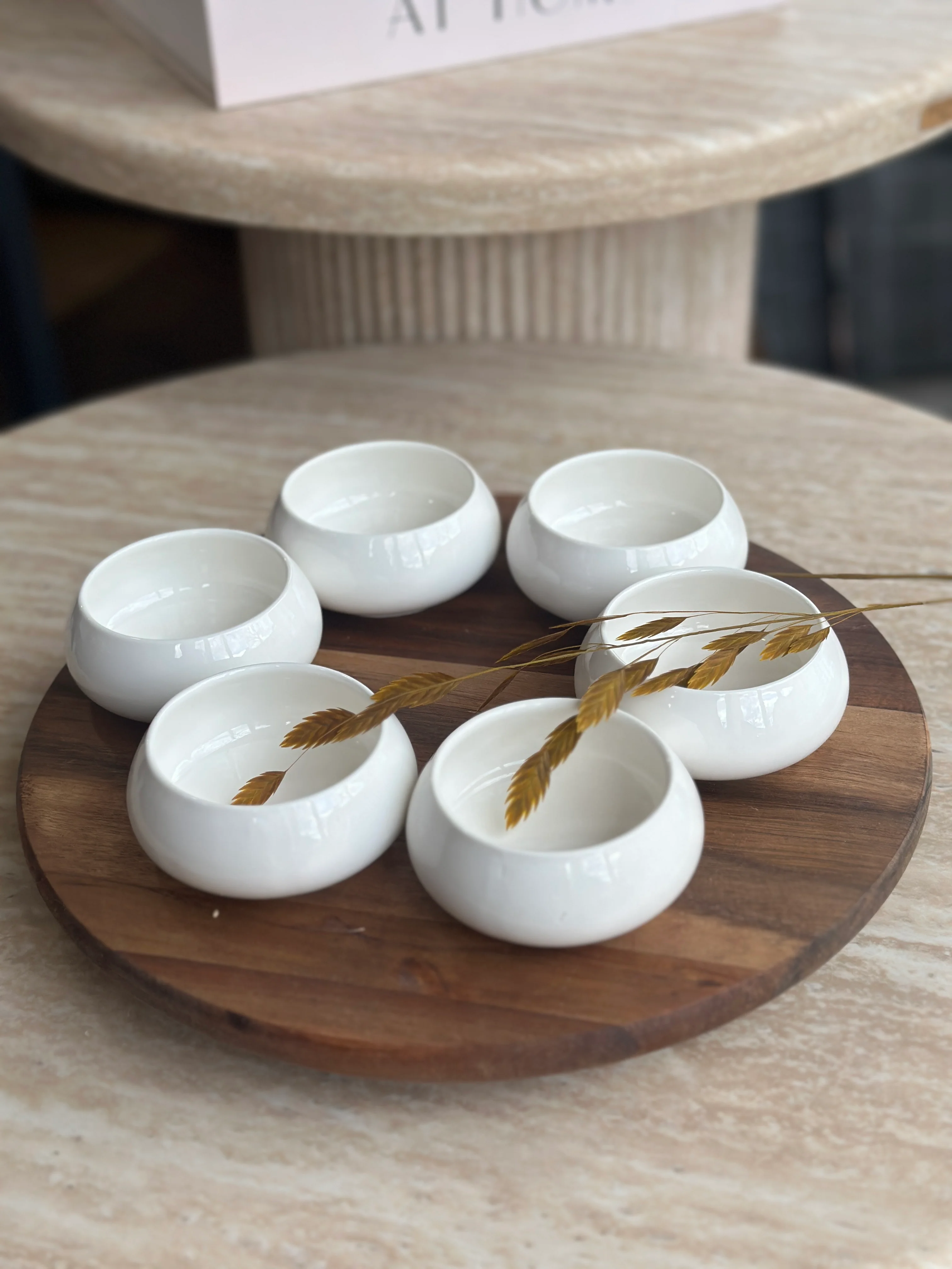 Bondy Weiss 6er Dipschälchen Set mit Drehplatte aus Holz - Image 3