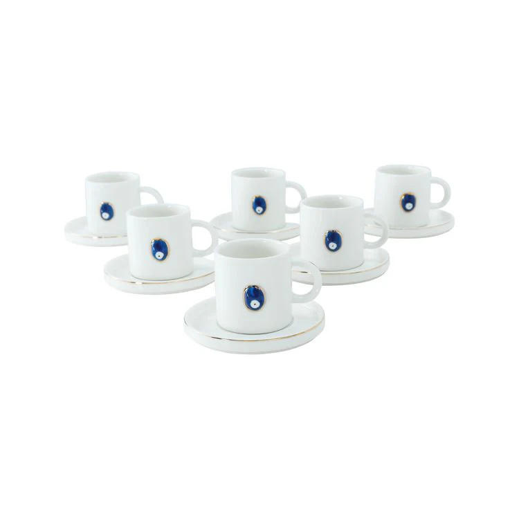 Nazar Espresso Set Hatira | Weiß - Gold 12 teilig - Image 3