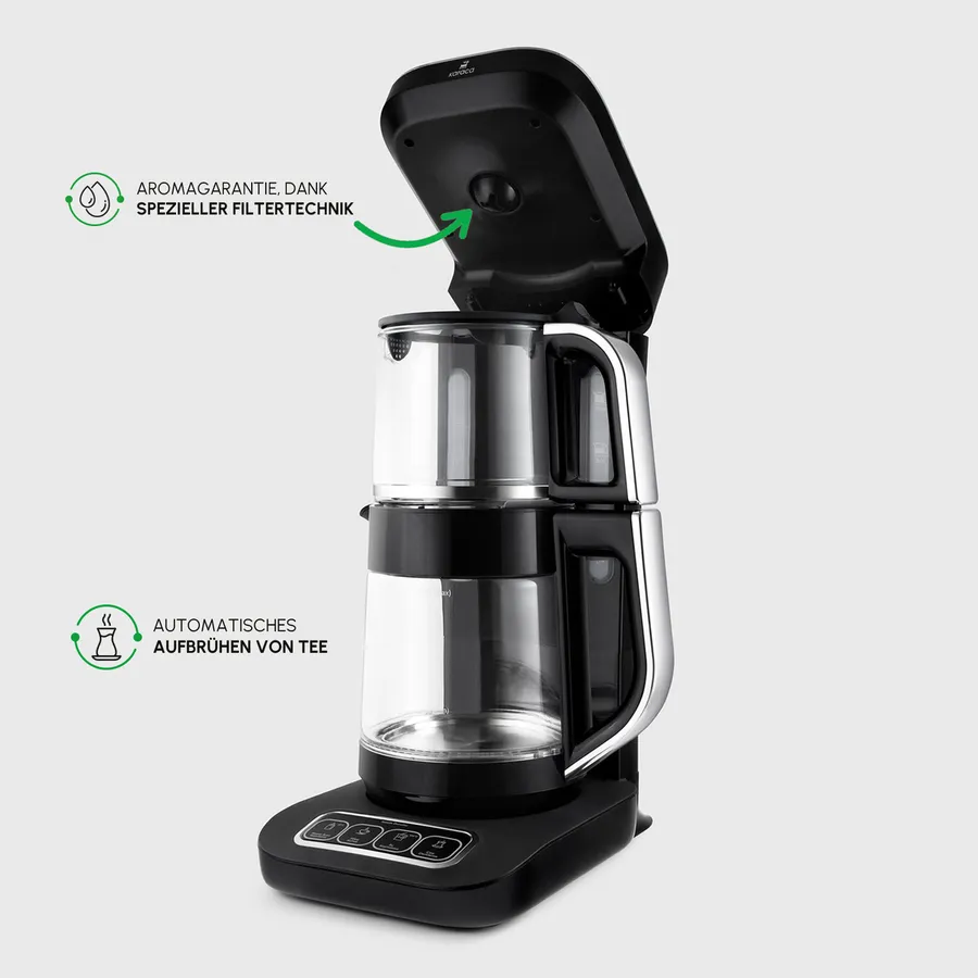 Karaca Caysever Robotea Pro 4 in 1 sprechender automatischer Glas Teekocher Schwarz,Chrom - Image 3