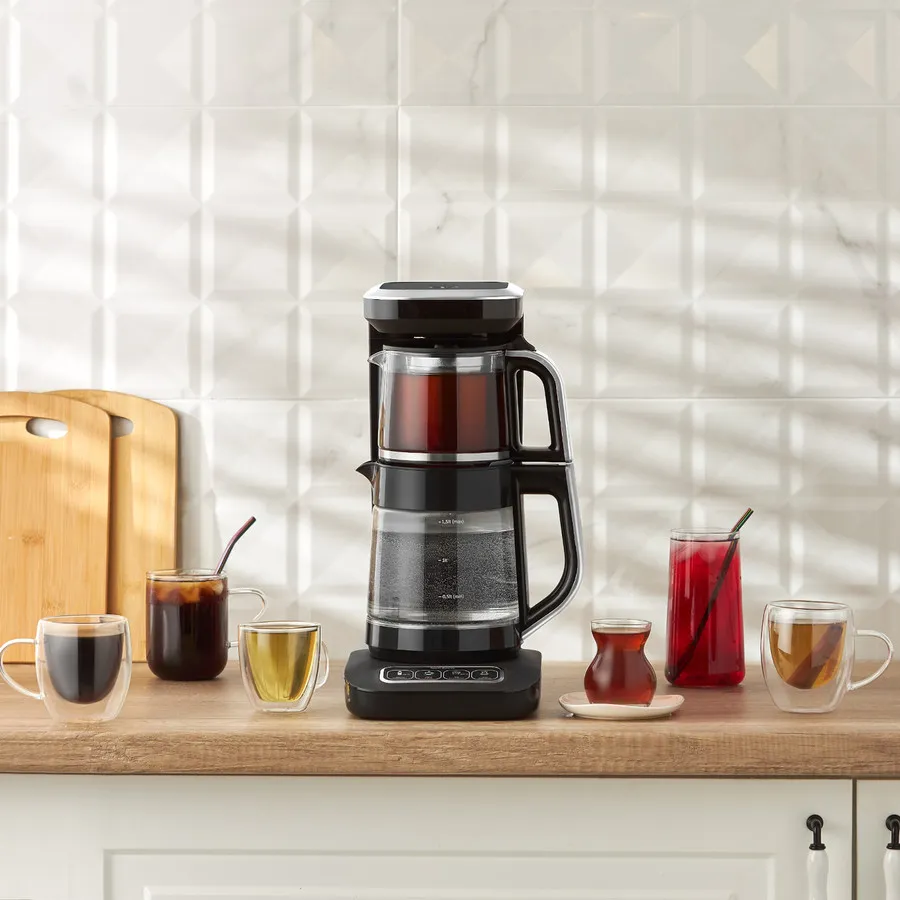Karaca Caysever Robotea Pro 4 in 1 sprechender automatischer Glas Teekocher Schwarz,Chrom - Image 5
