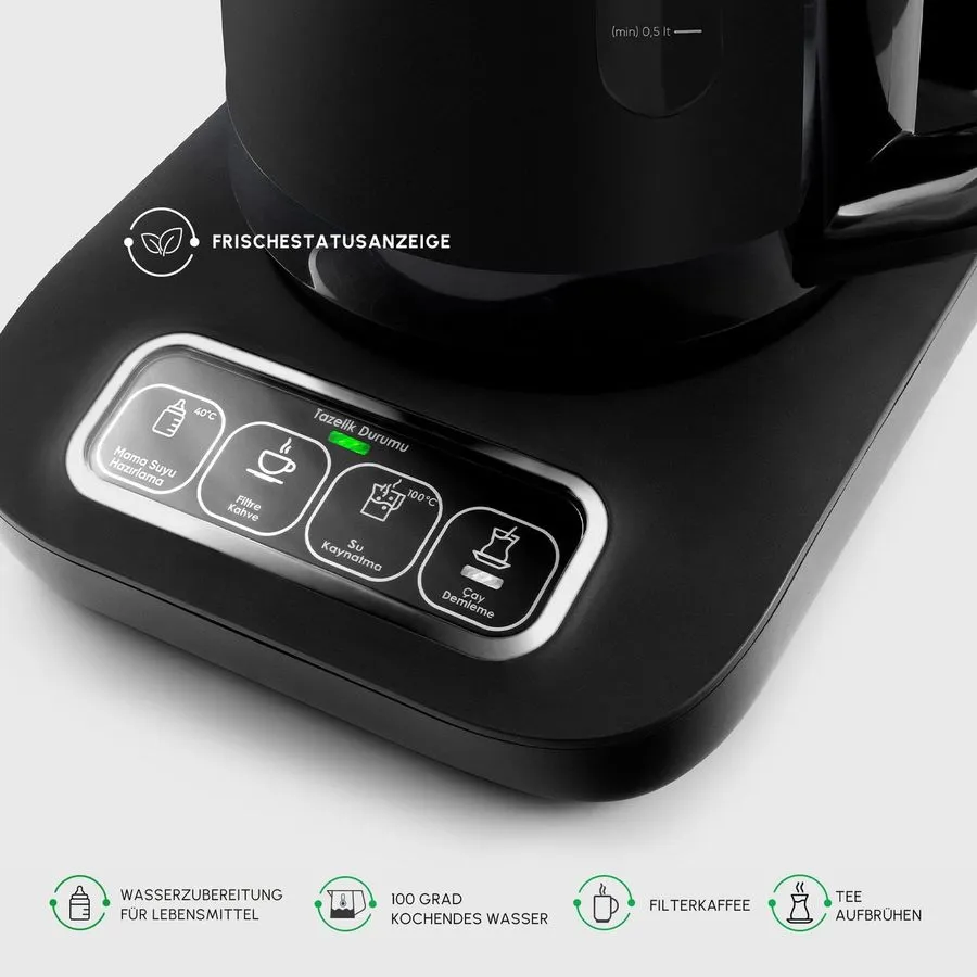 Karaca Caysever Robotea Pro 4 in 1 sprechender automatischer Teekocher schwarz Chrome - Image 5