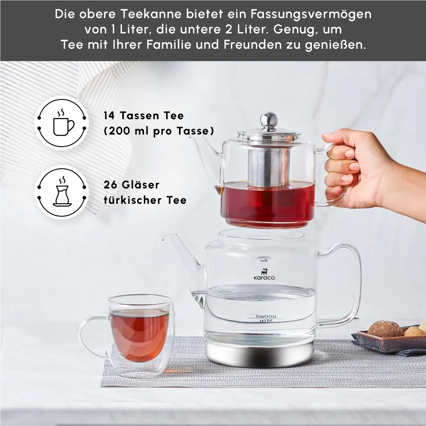 Karaca Dora Glas-Teekanne XL - Image 2