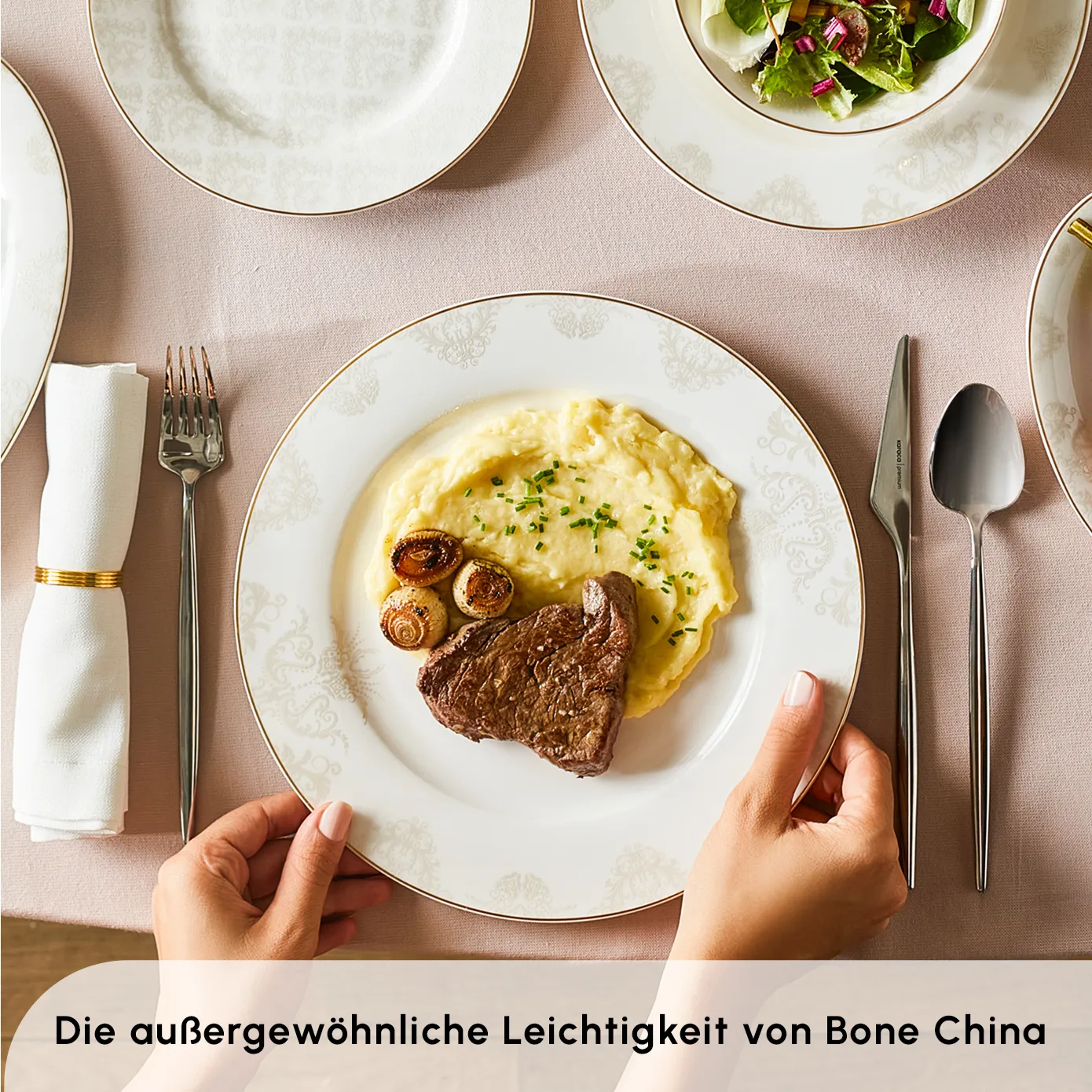 Karaca Elegance Bone Siena 53-Teiliges 12-Personen Geschirrsett Gold - Image 4