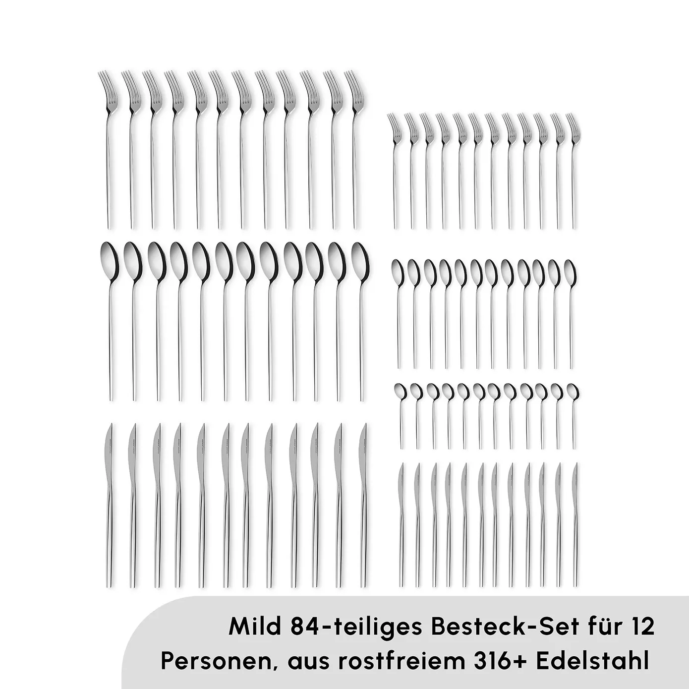 Karaca Mild 84-teilig 316+ Premium Besteckset für 12 Personen - Image 4
