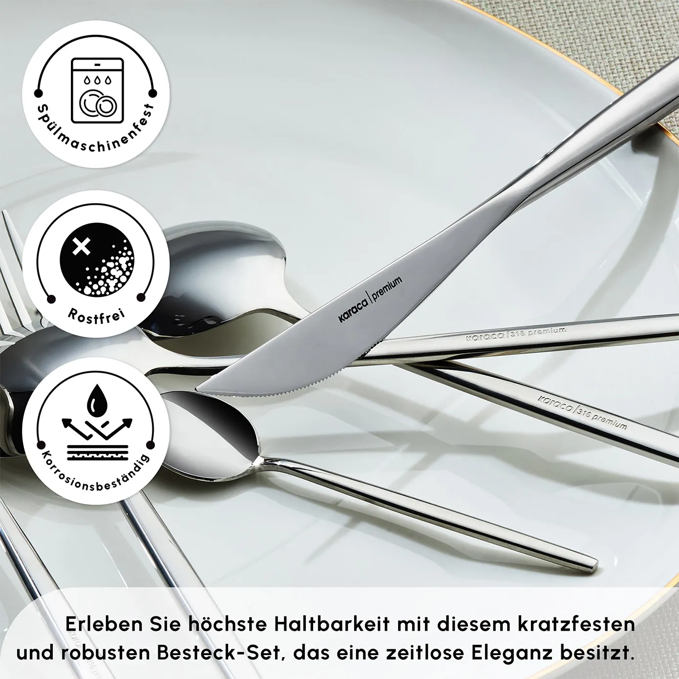 Karaca Mild 84-teilig 316+ Premium Besteckset für 12 Personen - Image 6