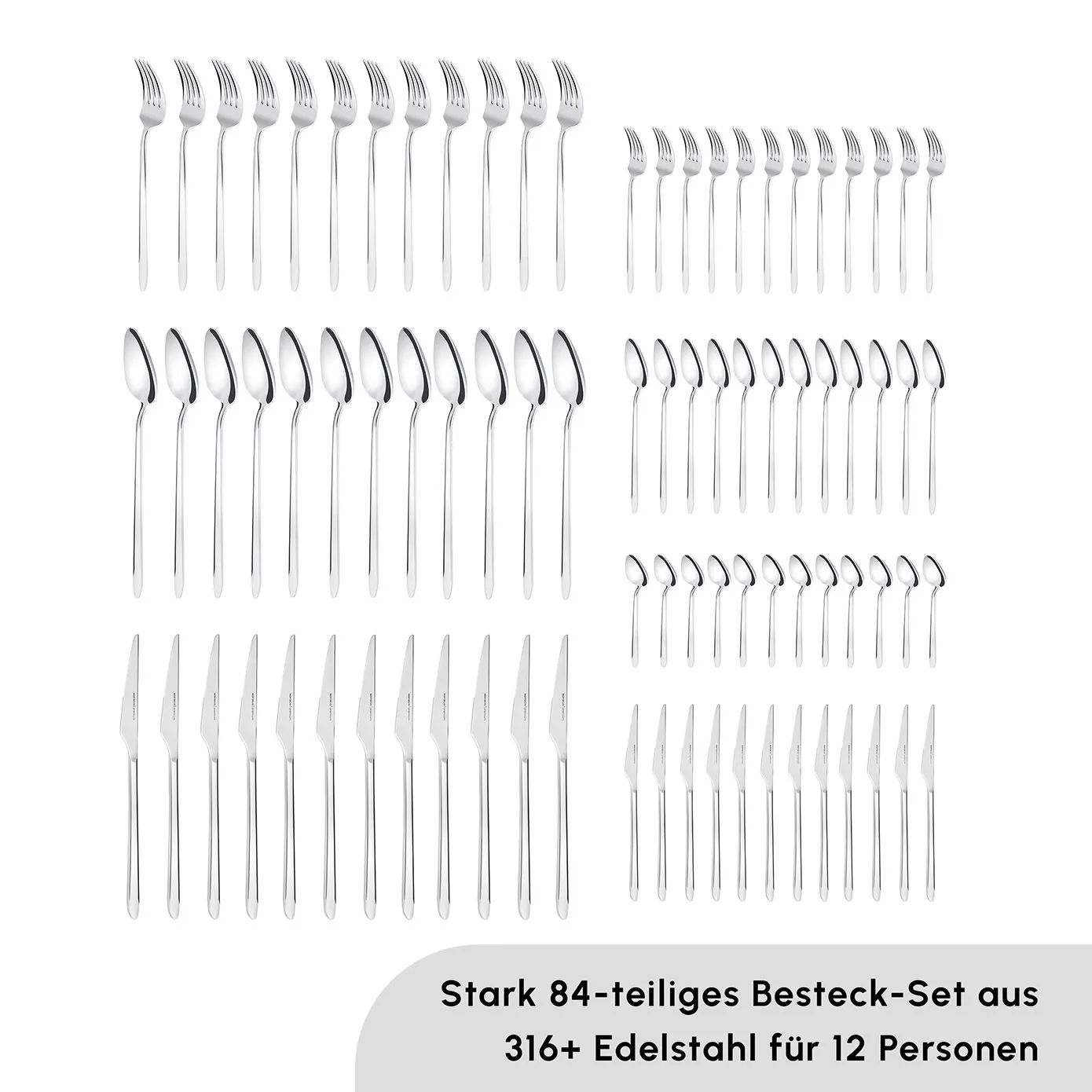 Karaca Stark 84 teilig 12 Personen 316+ Premium-Besteck-Set - Image 2