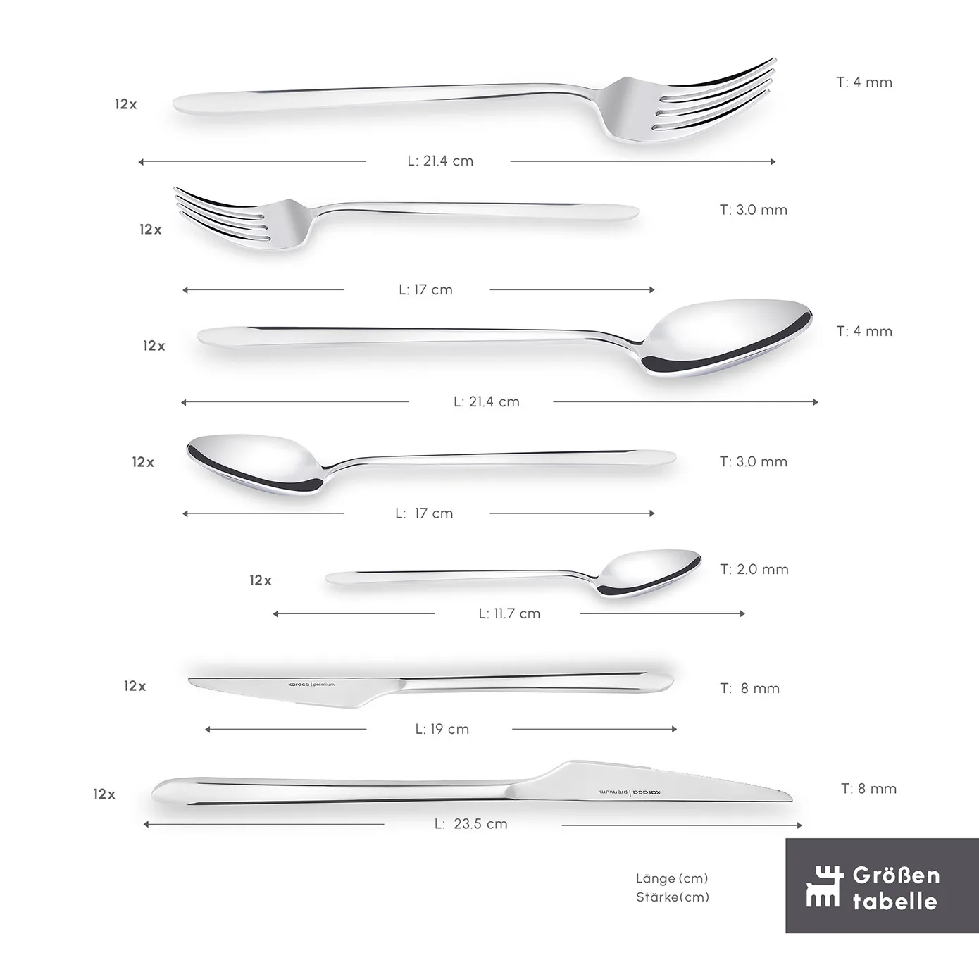 Karaca Stark 84 teilig 12 Personen 316+ Premium-Besteck-Set - Image 3