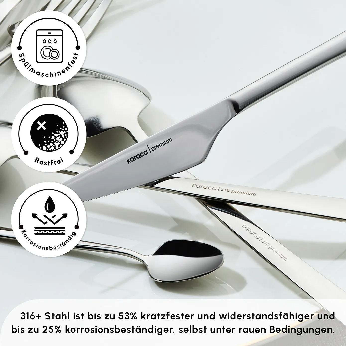 Karaca Stark 84 teilig 12 Personen 316+ Premium-Besteck-Set - Image 5