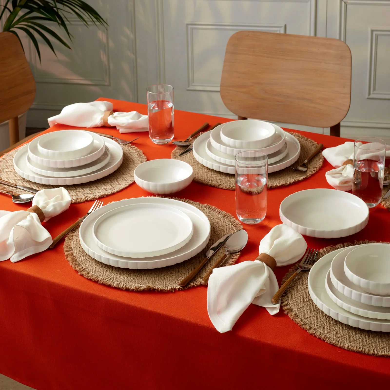 Karaca Stream Bone China Pumpkin 24-teiliges Tafelservice für 6 Personen, Weiß - Image 3