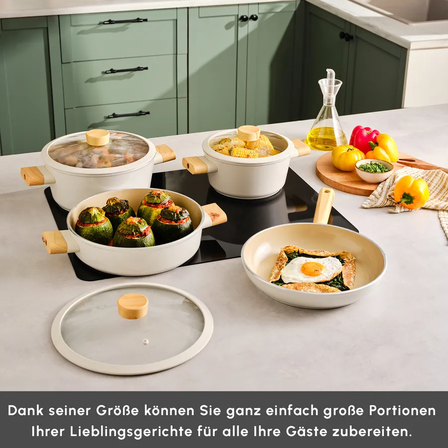 Karaca Swiss Crystal Woody Kochgeschirr-Set, 7 Teilig, Induktion geeignet - Image 2