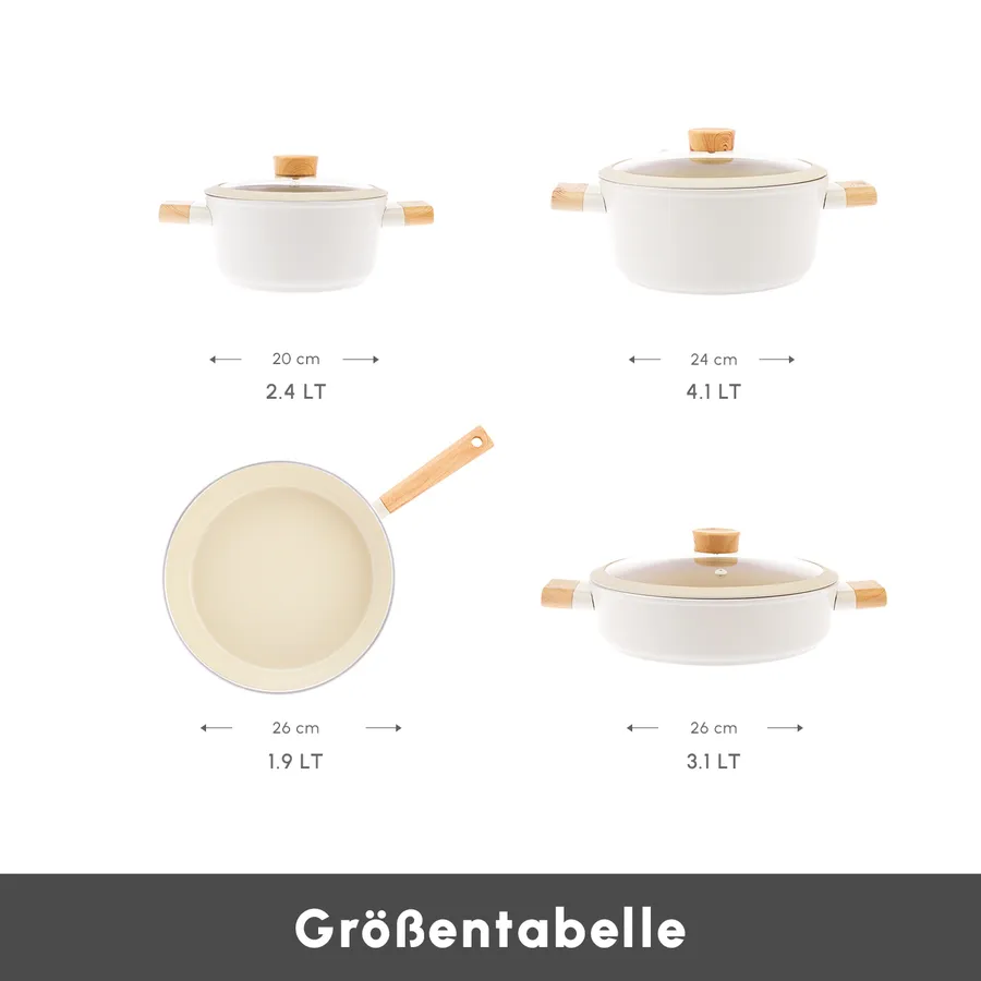 Karaca Swiss Crystal Woody Kochgeschirr-Set, 7 Teilig, Induktion geeignet - Image 3