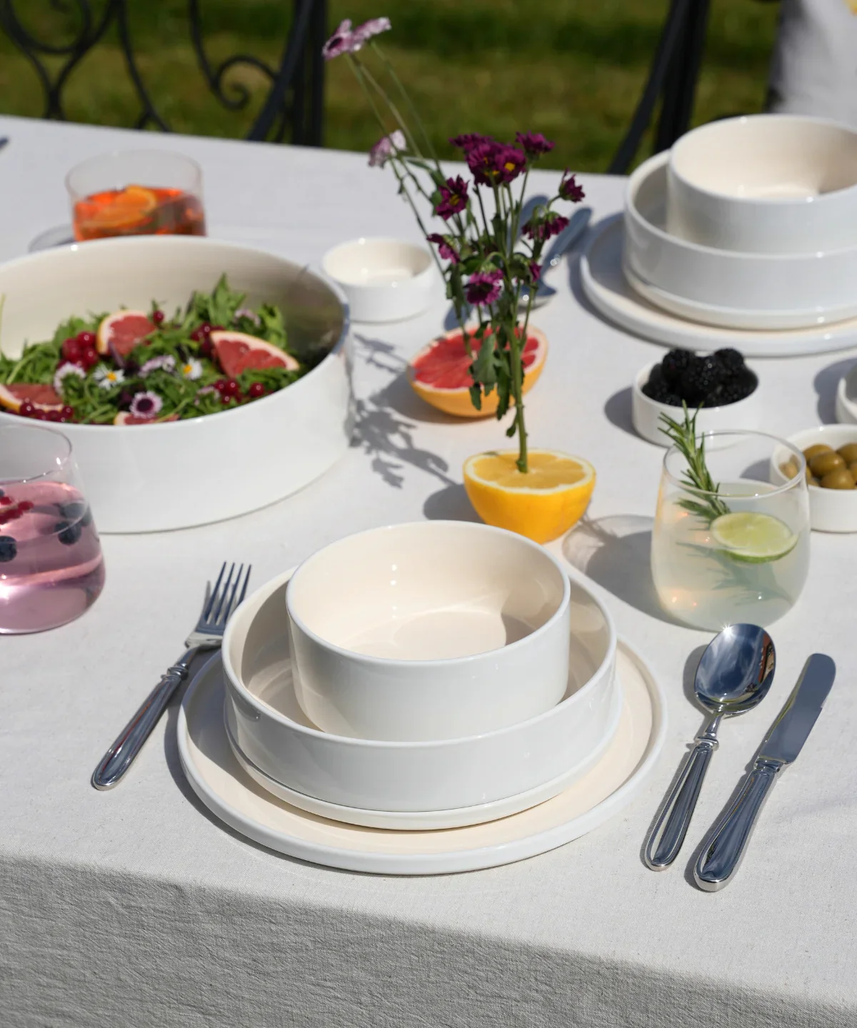 Noa Weiß-Beige Geschirrset – 24-teilig - Image 4