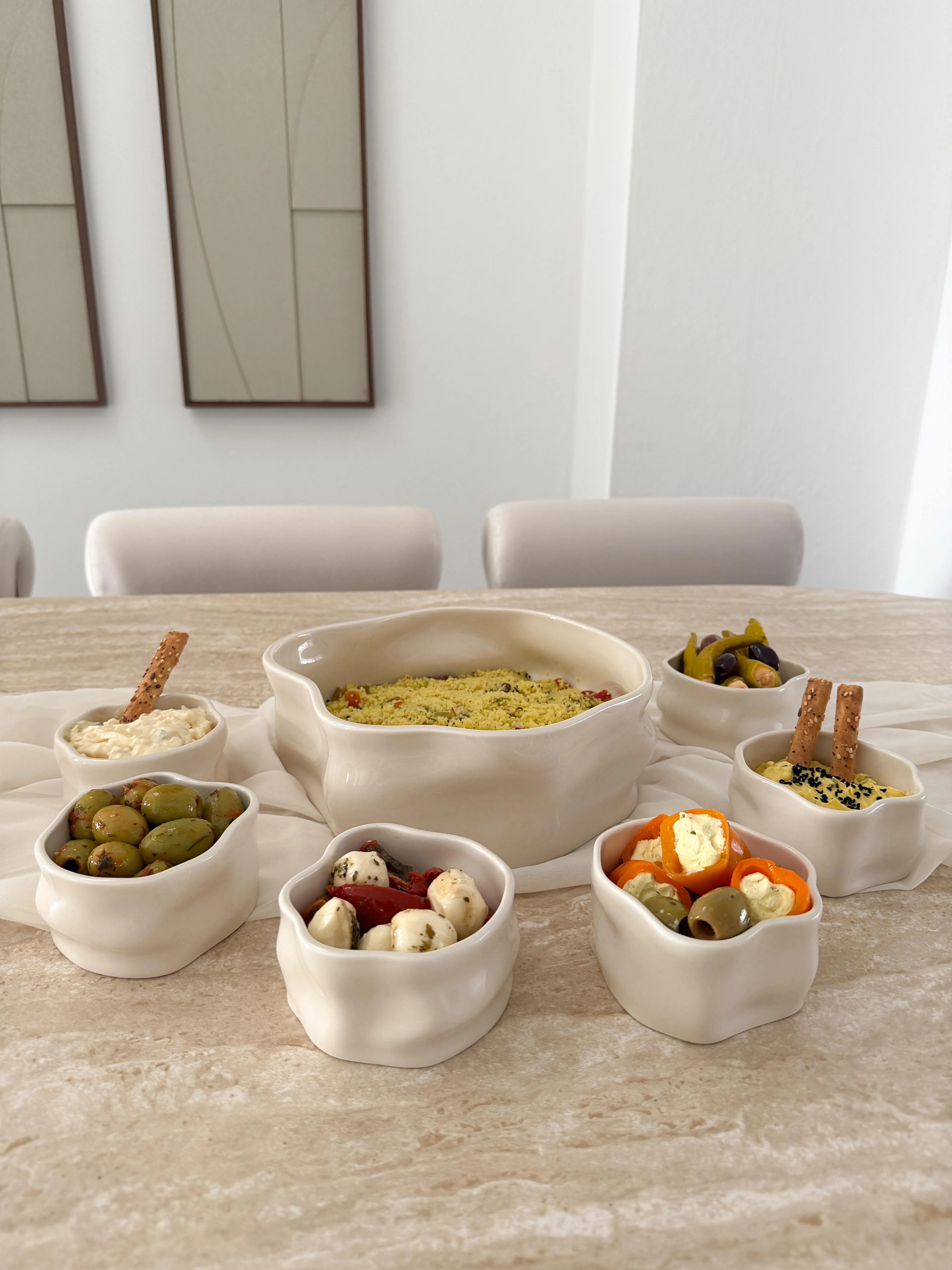 Nordic Beige Salatschüssel -glänzend - Image 2