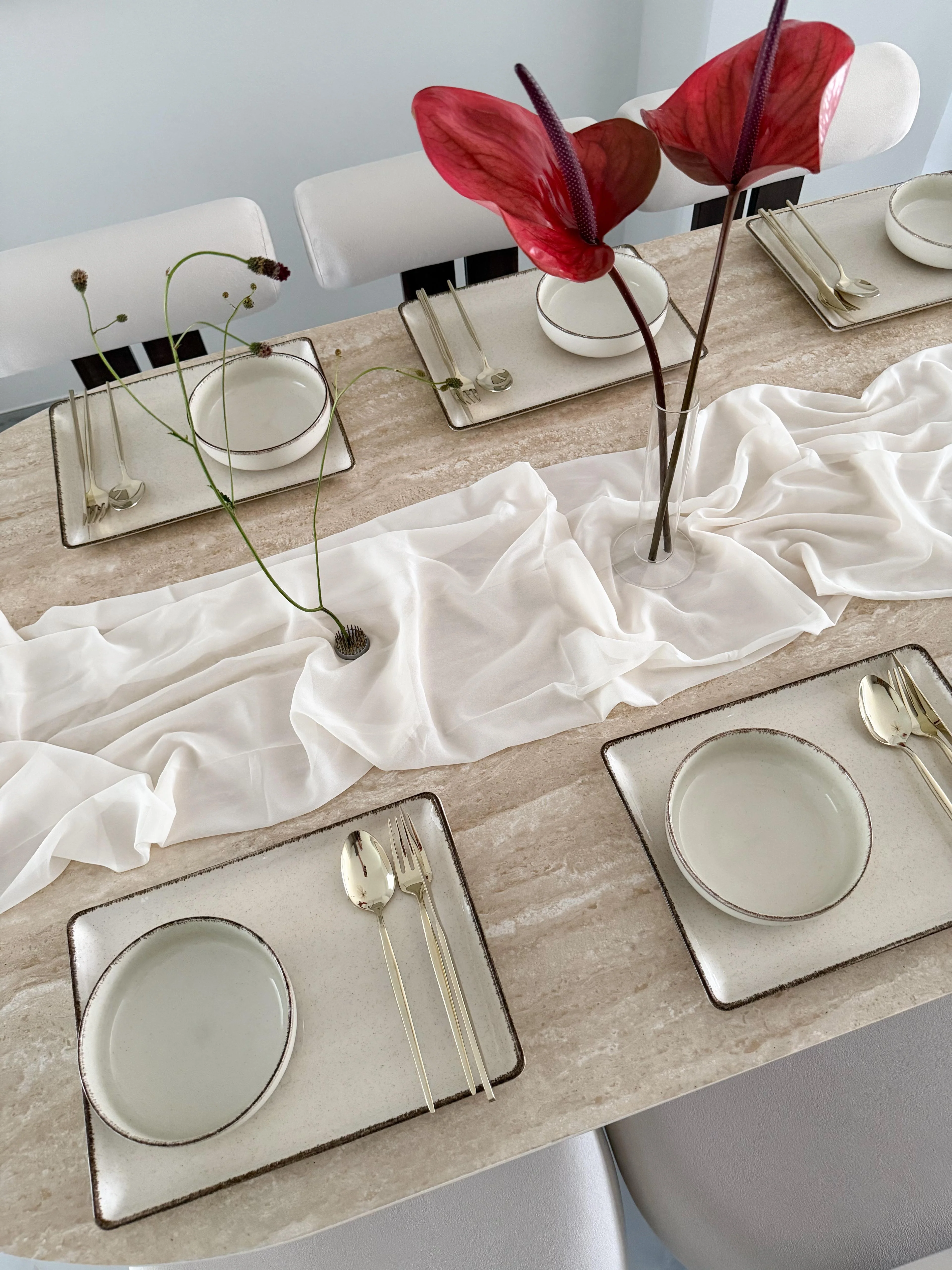 Pure Sand Beige Geschirrset für 6 Personen 12 teilig rechteckig - Image 4