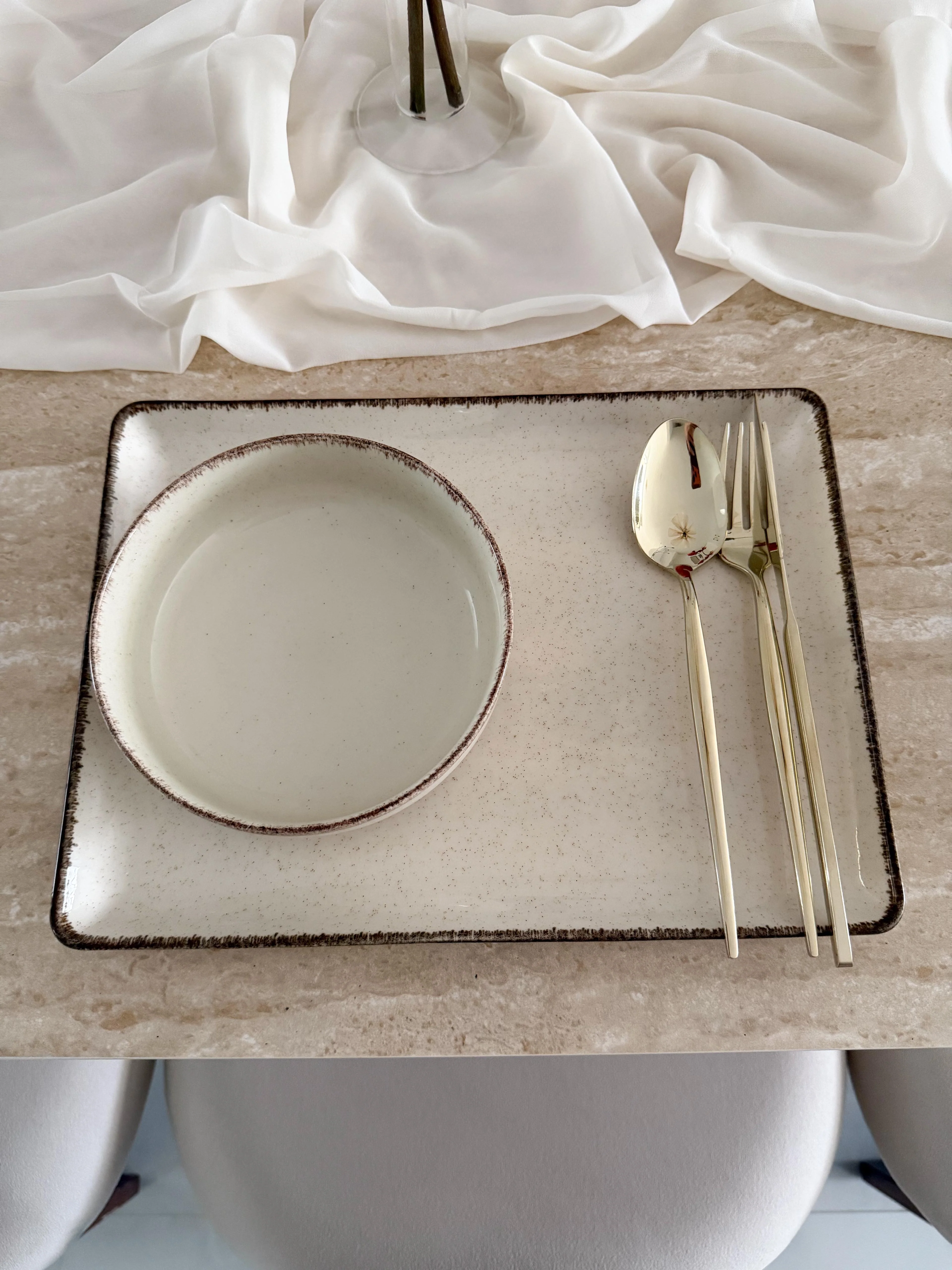 Pure Sand Beige Geschirrset für 6 Personen 12 teilig rechteckig - Image 6