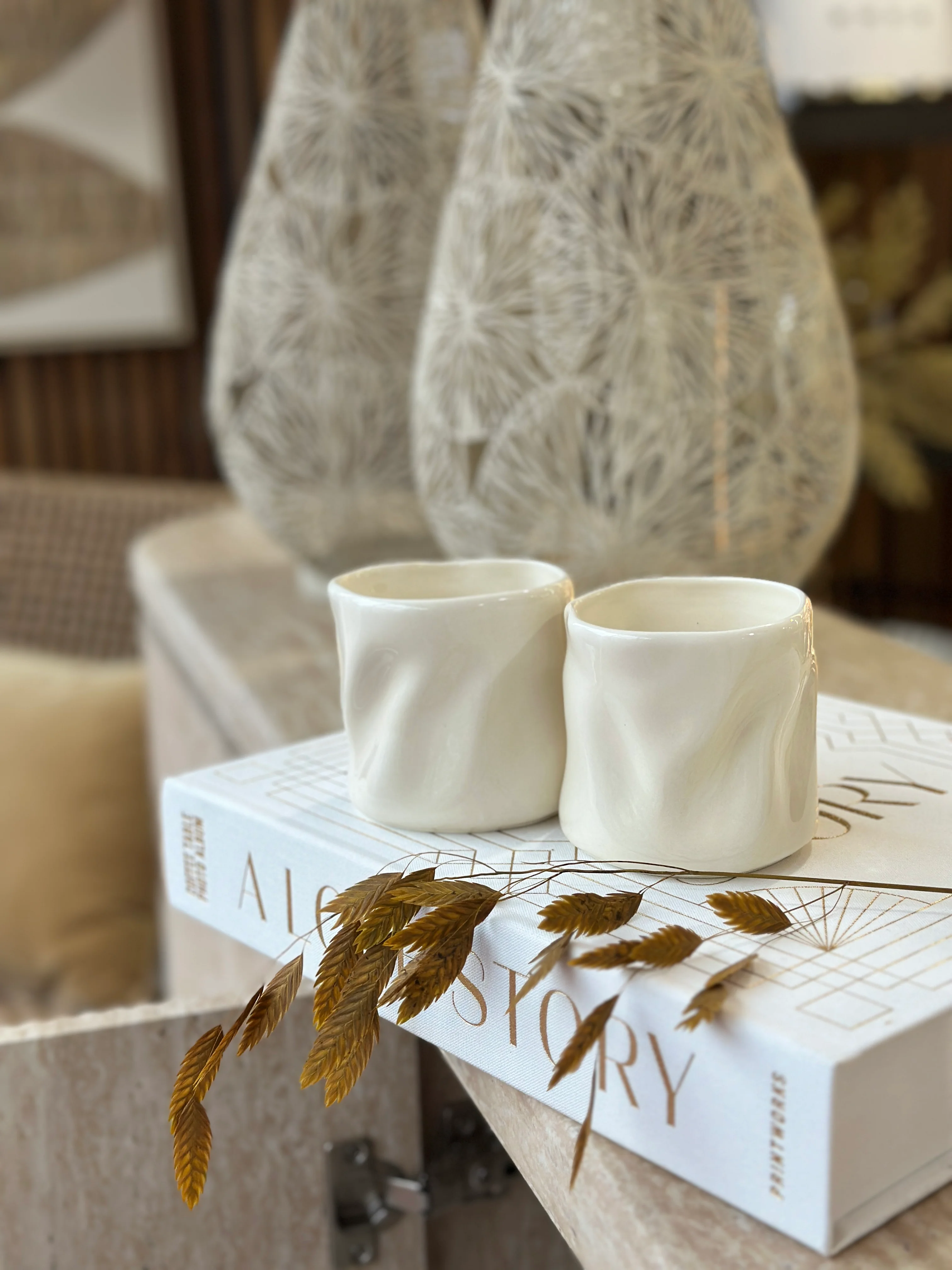 Wave Becher 2er Set Beige glänzend - Image 4