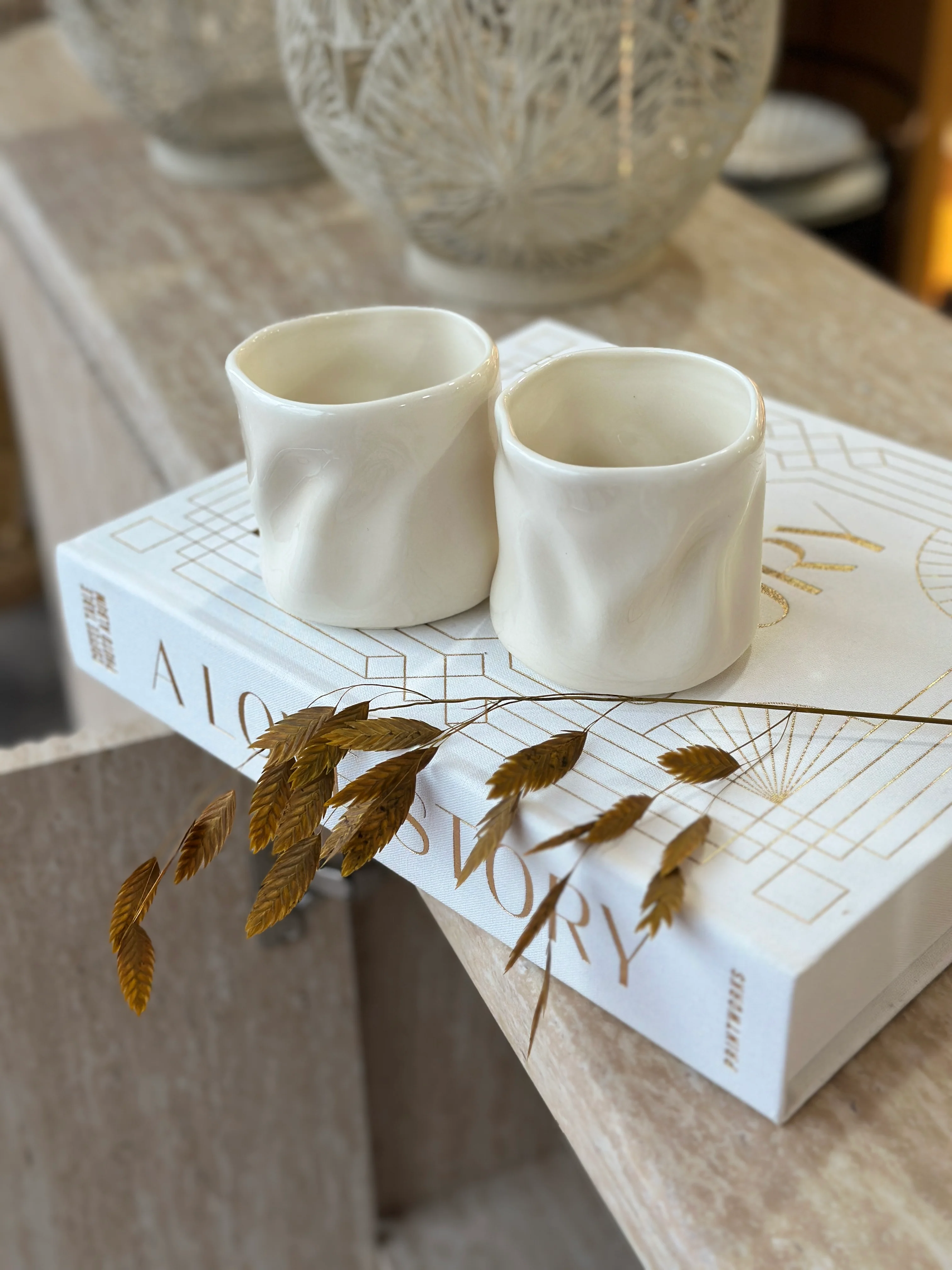Wave Becher 2er Set Beige glänzend - Image 5