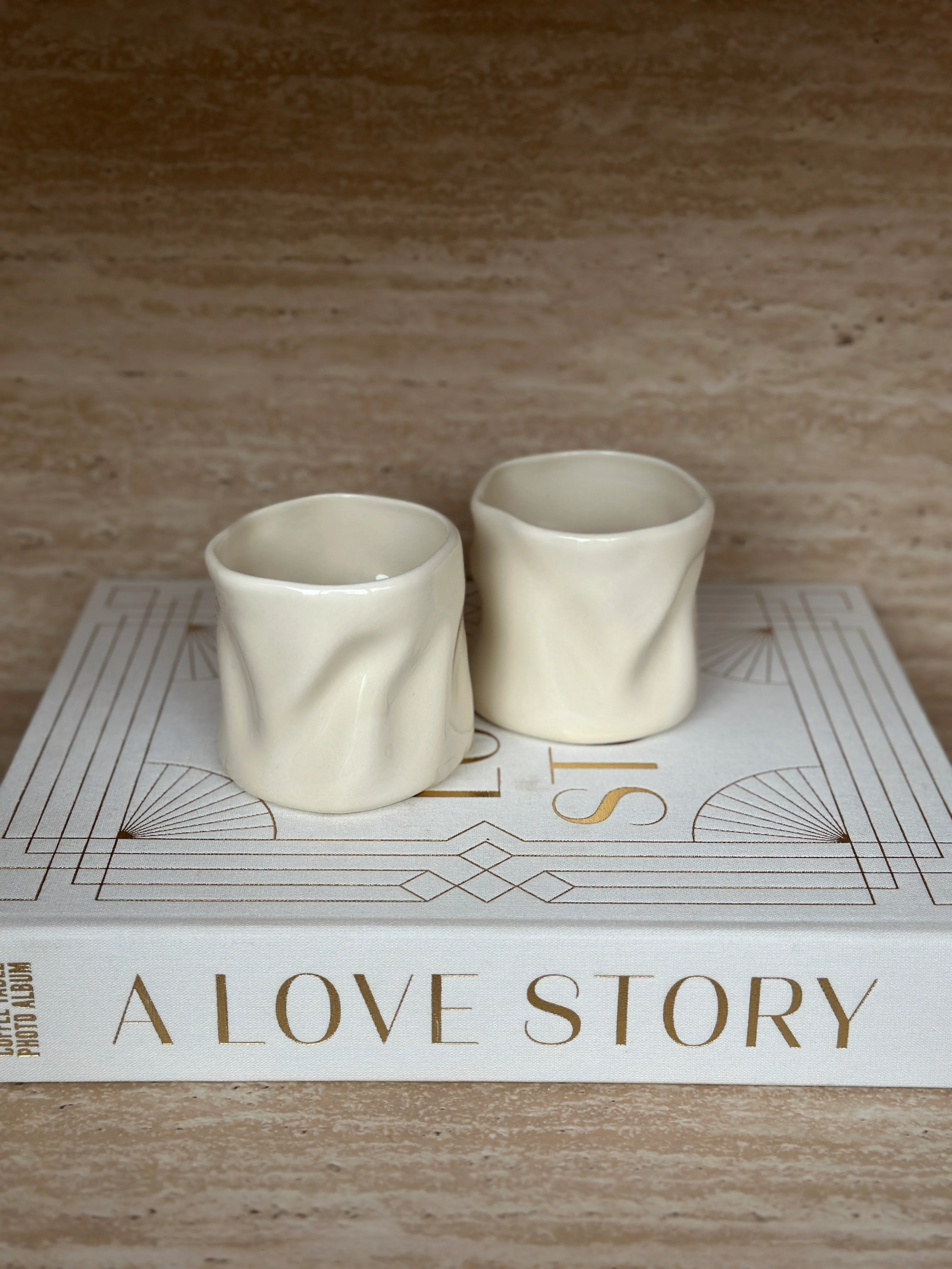 Wave Becher 2er Set Beige glänzend - Image 6