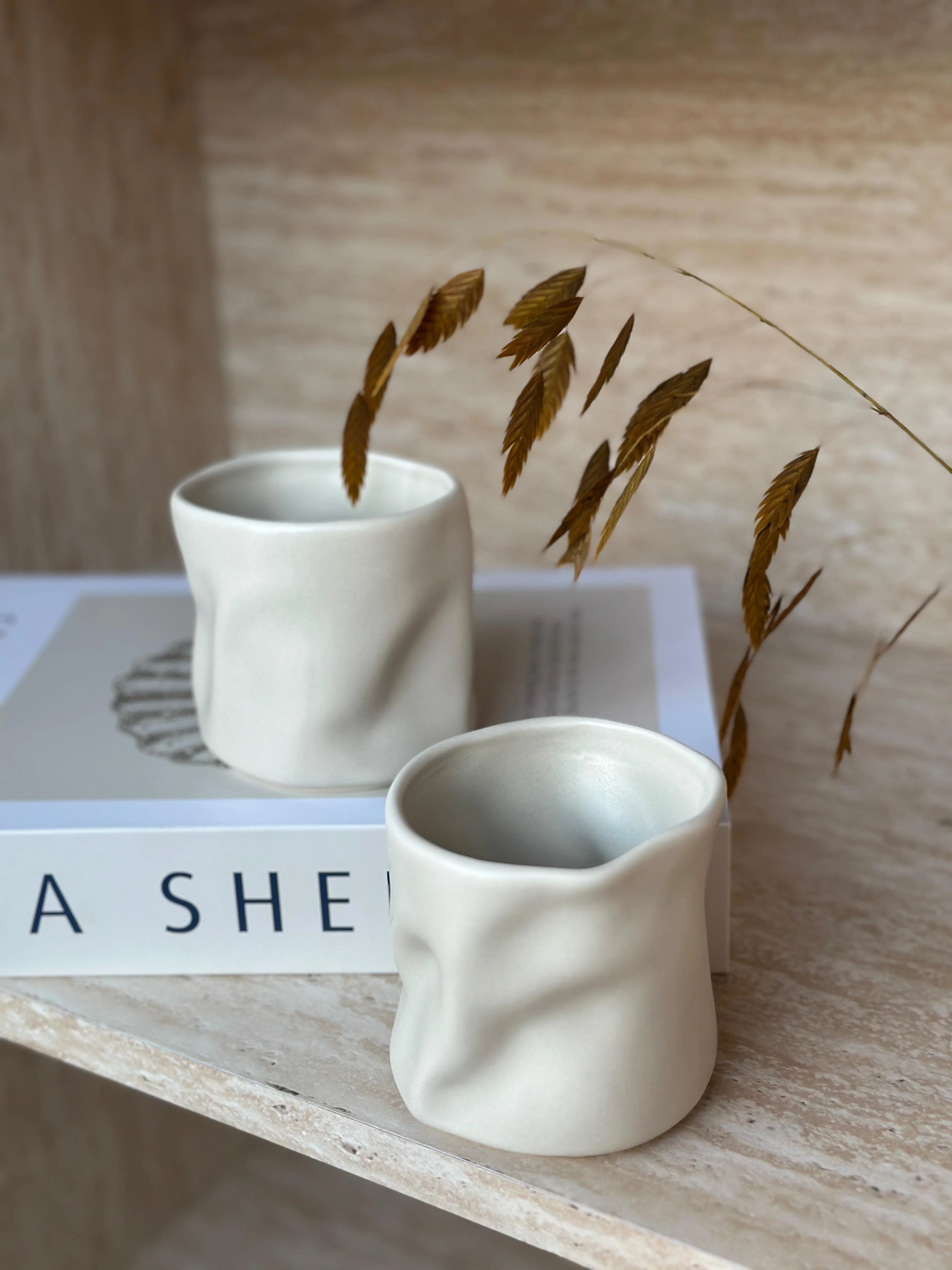 Wave Becher 2er Set Beige Matt - Image 3