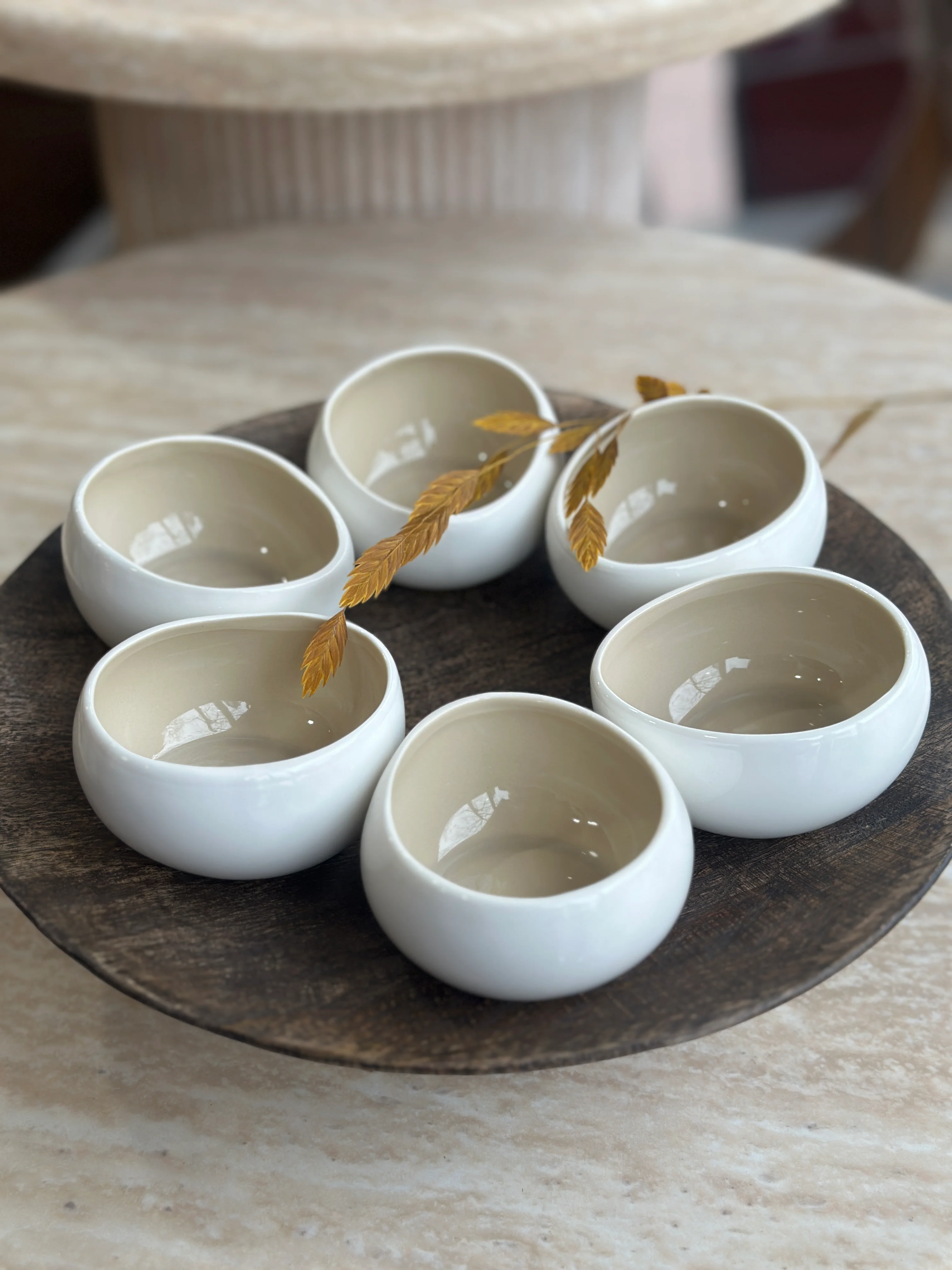 Wave  weiss - beige 6er Dip- Schälchen Set - Image 4